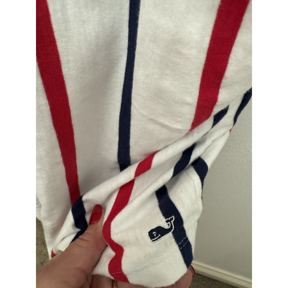 Vineyard Vines Womens XL Romper Shorts White Red Blue Striped Cotton Patriotic - Picture 3 of 7